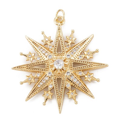 Brass Micro Pave Cubic Zirconia Pendants ZIRC-P089-15G-1