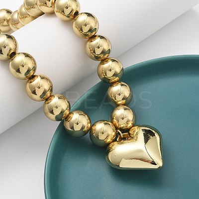2Pcs 2 Styles Alloy Heart Pendant Necklaces Set NJEW-P319-02G-1