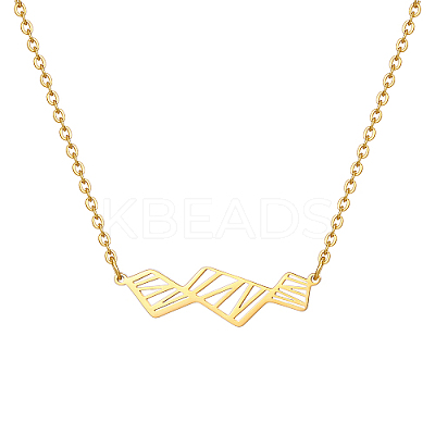Hollow Trapezoid 304 Stainless Steel Pendant Necklaces for Women TK1398-1-1