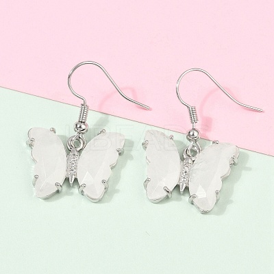 Natural Mixed Stone Brass Dangle Earrings EJEW-M081-01P-1