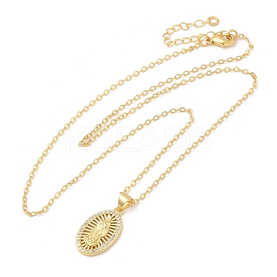 Brass Micro Pave Cubic Zirconia Pendants Necklace LS-NJEW-I125-01D-1