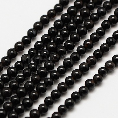 Natural Black Onyx Round Bead Strands G-A130-2mm-K04-1