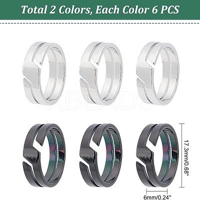 12Pcs 2 Colors 304 Stainless Steel Finger Ring RJEW-UN0001-18-1