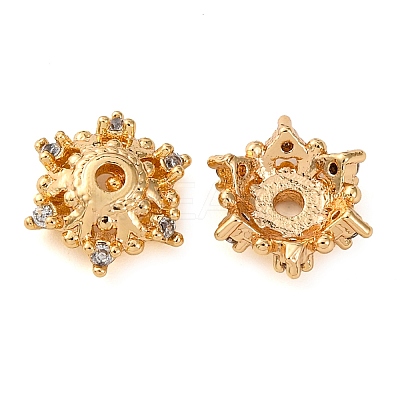 Brass Micro Pave Clear Cubic Zirconia Bead Caps KK-K378-47B-G-1