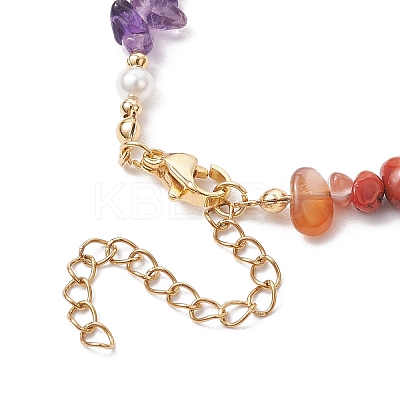 Chakra Natural Rose Quartz & Amethyst & Apatite & Aquamarine & Green Aventurine & Tiger Eye & Carnelian Chip Beaded Bracelets for Women BJEW-JB11740-01-1