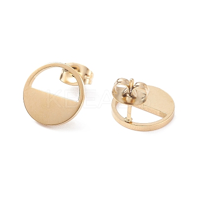 Half Round Hollow 304 Stainless Steel Stud Earrings for Women LS-EJEW-Z017-01G-1