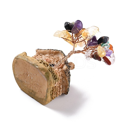 Resin & Natural Mixed Stone Model Ornament DJEW-Z001-01C-1
