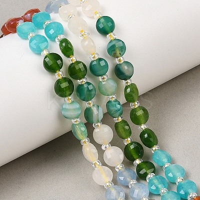 Natural Agate(Dyed & Heated) & Dyed White Jade & Tiger Eye Beads Strands G-Z135-B05-1