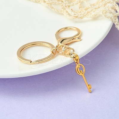 304 Stainless Steel Initial Letter Key Charm Keychains KEYC-YW00004-07-1