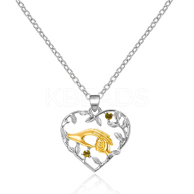 Mother's Day Alloy Olivine Rhinestone Pendant Necklaces FS-WG726DB-04-1
