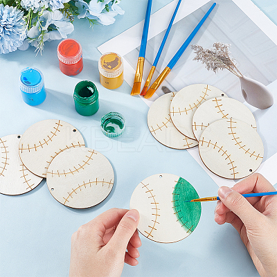 Sport Ball Theme Unfinished Wooden Painting Hanging Ornaments WOOD-WH20001-12D-1