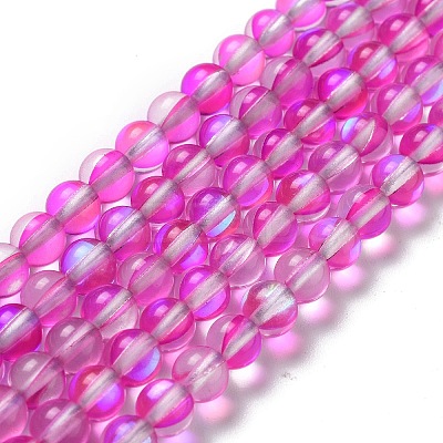 Synthetic Moonstone Beads Strands G-P528-J01-04-1