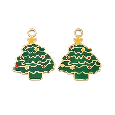 304 Stainless Steel Enamel Christmas Theme Pendants STAS-G359-01G-02-1