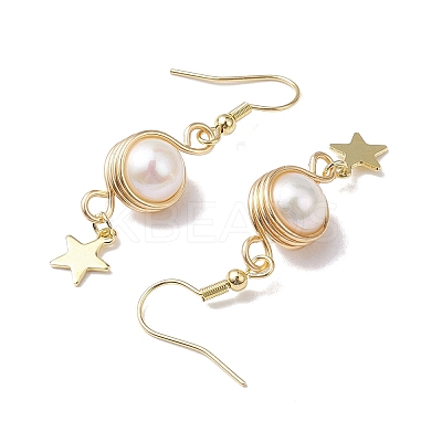 Natural Cultured Freshwater Pearl Dangle Earrings EJEW-JE05738-01-1