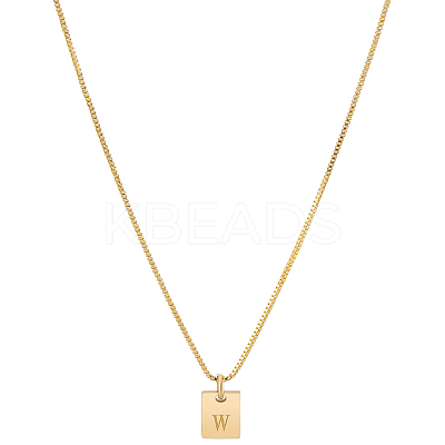 1Pc Stainless Steel Letter Rectangle Pendant Necklaces NJEW-LP0001-34W-G-1