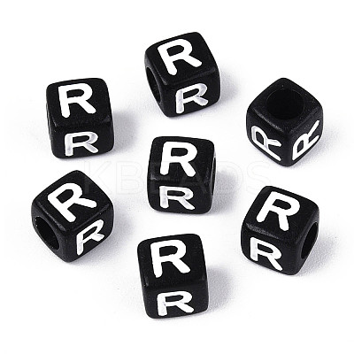 Initial Acrylic Horizontal Hole Beads X-OACR-ZX006-35R-1