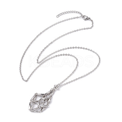 Tarnish Resistant 304 Stainless Steel Macrame Pouch Empty Stone Holder for Pendant Necklaces Making NJEW-JN04441-02-1