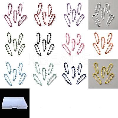 48Pcs 24 Colors Spray Painted Iron Safety Pins Brooch Findings IFIN-AR0001-29-1