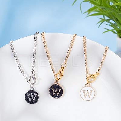 Flat Round with Letter Alloy Enamel Wine Glass Charms AJEW-AB00184-23-1