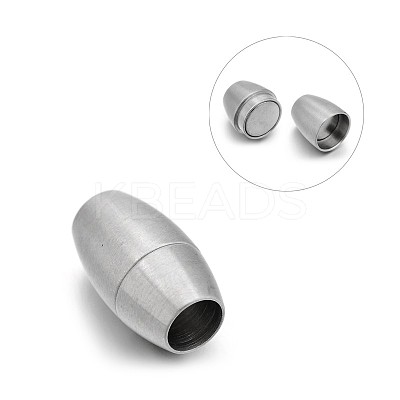 Tarnish Resistant Matte 304 Stainless Steel Oval Magnetic Clasps with Glue-in Ends STAS-E089-09A-1