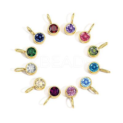 304 Stainless Steel Birthstone Charms STAS-Z143-03G-1