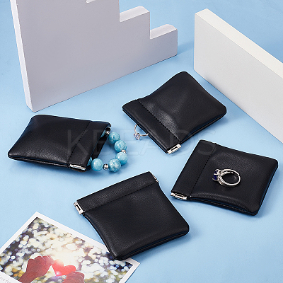 4Pcs Square PU Leather Change Purse with Alloy Shrapnel AJEW-BBC0002-22A-1