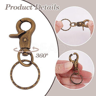 18Pcs 3 Colors Iron Swivel Clasps with Key Rings HJEW-PH0001-79-1