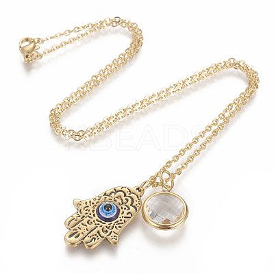 Ion Plating(IP) 304 Stainless Steel Pendant Necklaces NJEW-F260-06G-1