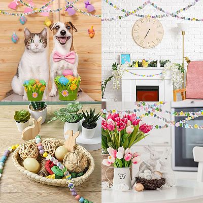 100Pcs 8 Styles Printed Wood European Beads WOOD-CJ0001-84-1