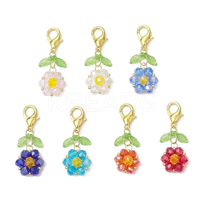 7Pcs 7 Colors Glass Pendants Decorations HJEW-MZ00249-1