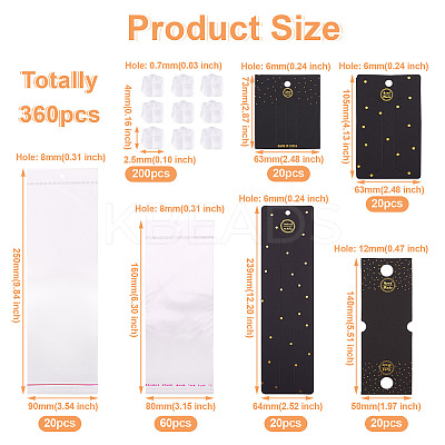 80Pcs 4 Style Rectangle Cardboard Jewelry Display Cards CDIS-YS0001-04-1