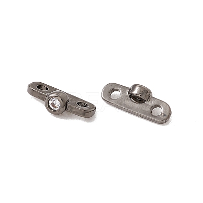 Rack Plating Brass Pave Clear Cubic Zirconia Connector Charms LS-KK-G433-04B-1