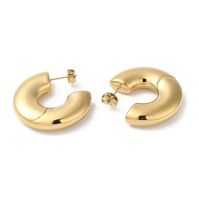 Donut 304 Stainless Steel Stud Earrings EJEW-Z026-15G-1