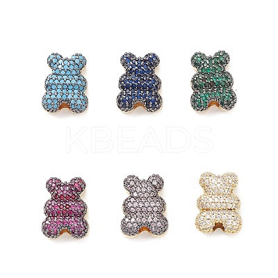 Brass Micro Pave Cubic Zirconia Beads ZIRC-C004-03G-1