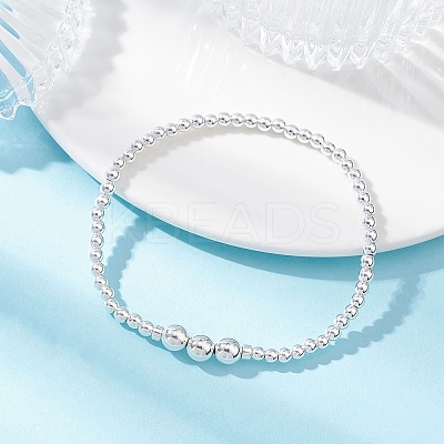 Electroplate Non-magnetic Synthetic Hematite Round Beads Stretch Bracelets for Women BJEW-JB12584-01-1
