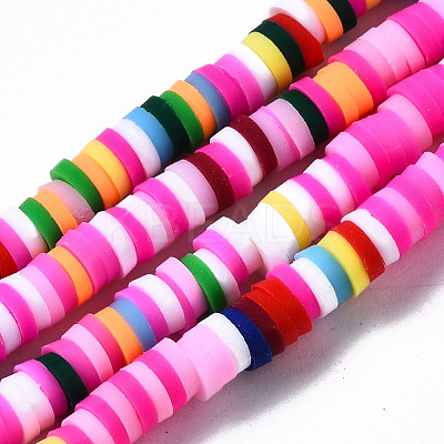 Handmade Polymer Clay Beads Strands CLAY-R089-4mm-090-1