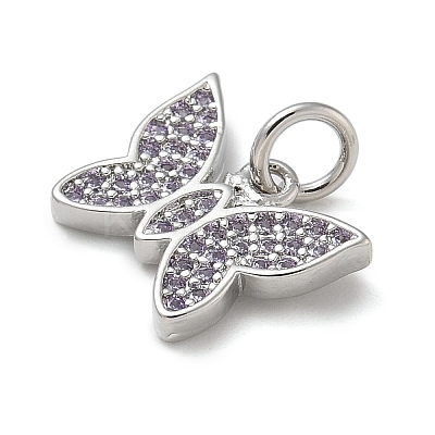 Rack Plating Brass Micro Pave Cubic Zirconia Pendants KK-K392-42P-1