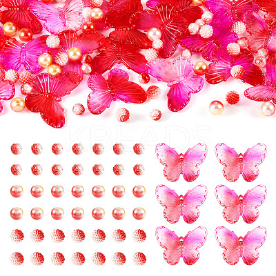 100Pcs 4 Styles  Acrylic with Plastic Imitation Pearl Beads OACR-TA0002-88-1
