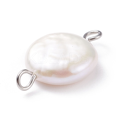 Natural Baroque Pearl Keshi Pearl Connector Charms PALLOY-JF01495-01-1