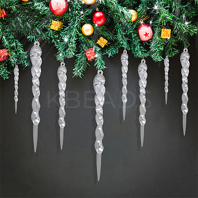 45Pcs Christmas Plastic Icicle Drop Pendant Decorations DIY-WR0003-04-1