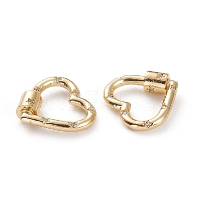 Brass Micro Pave Clear Cubic Zirconia Screw Carabiner Lock KK-C100-45G-1