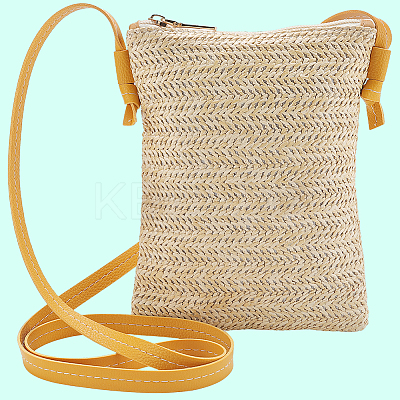 Straw Zipper Crossbody Bags AJEW-WH20019-41-1