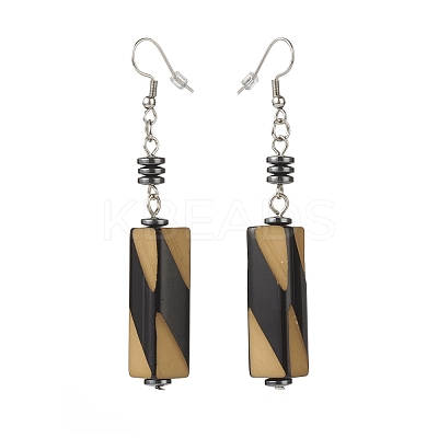 Acrylic Cuboid Dangle Earrings with Synthetic Hematite EJEW-JE04974-1