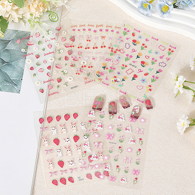 5Pcs 5 Style PET Plastic Decorative Sticker MRMJ-SP0001-25-1