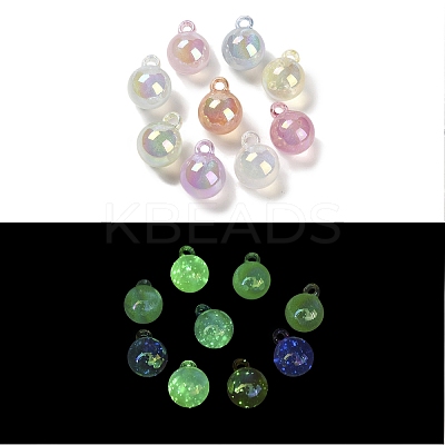 UV Plating Luminous Rainbow Iridescent Acrylic Beads LACR-R001-16A-1