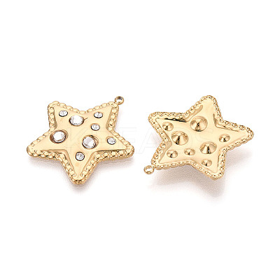 304 Stainless Steel with Rhinestone Pendants STAS-T073-68A-G-1