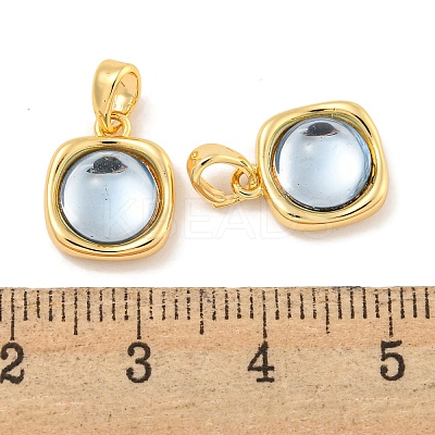 Brass & Resin Square Charms with Snap on Bails KK-P275-13G-1