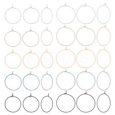 40Pcs 10 Style 316 Surgical Stainless Steel Hoop Earrings Findings STAS-UN0039-39-1