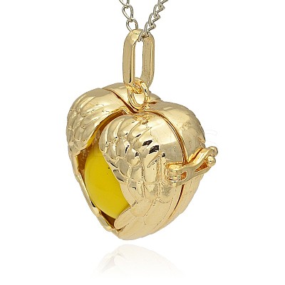 Golden Tone Brass Hollow Heart Cage Pendants KK-J241-08G-1