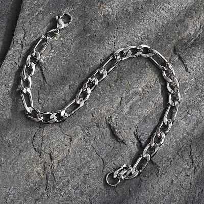 Tarnish Resistant Trendy Women's 304 Stainless Steel Figaro Chain Bracelets STAS-A028-B017P-1